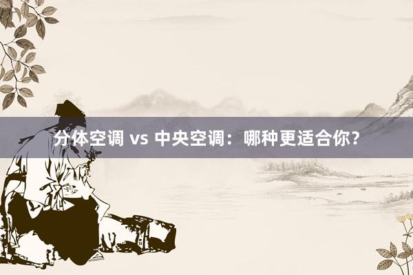 分体空调 vs 中央空调：哪种更适合你？